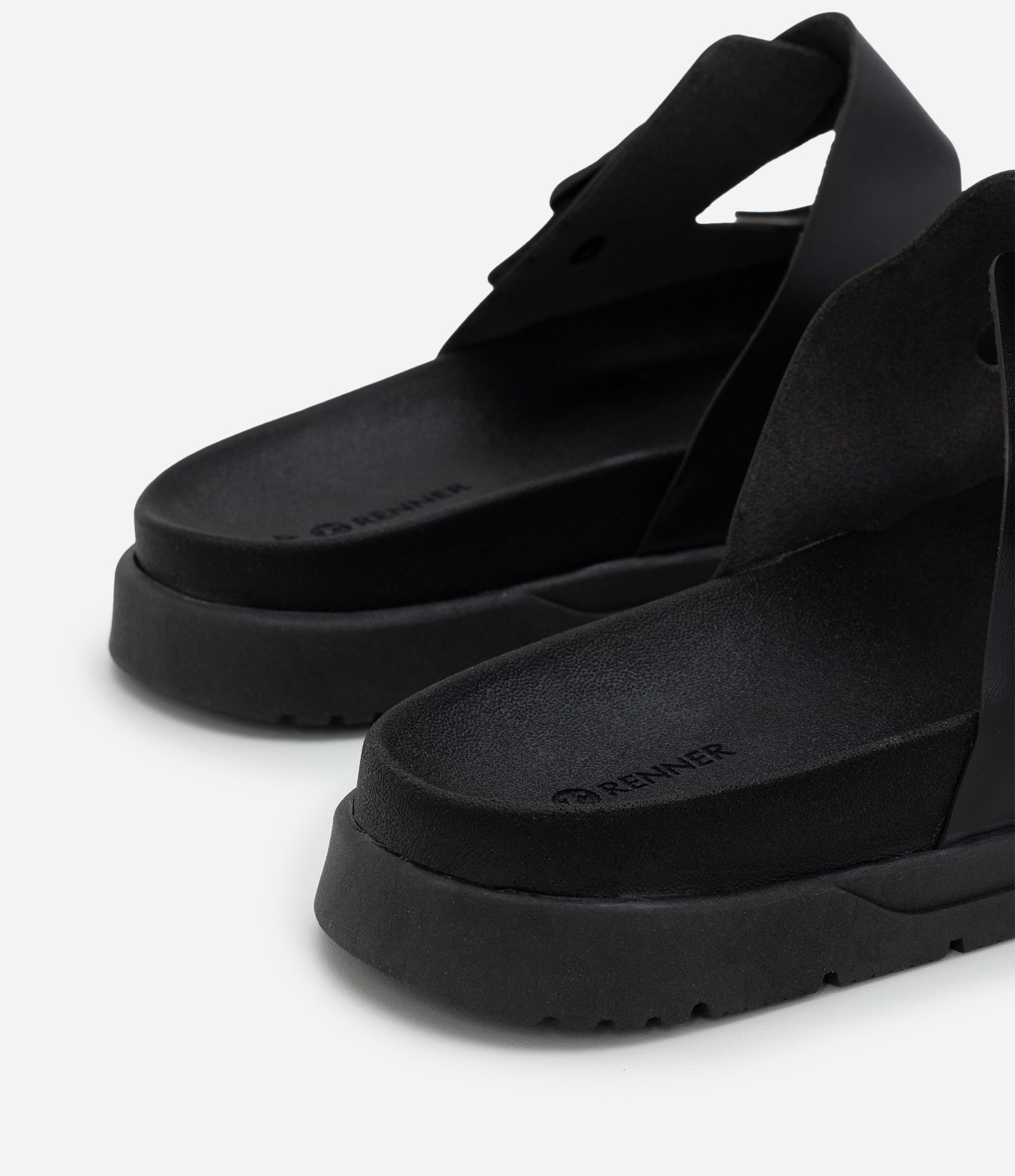 Sandália Sintética com Tiras em Napa e Fivelas de Metal Preto 3