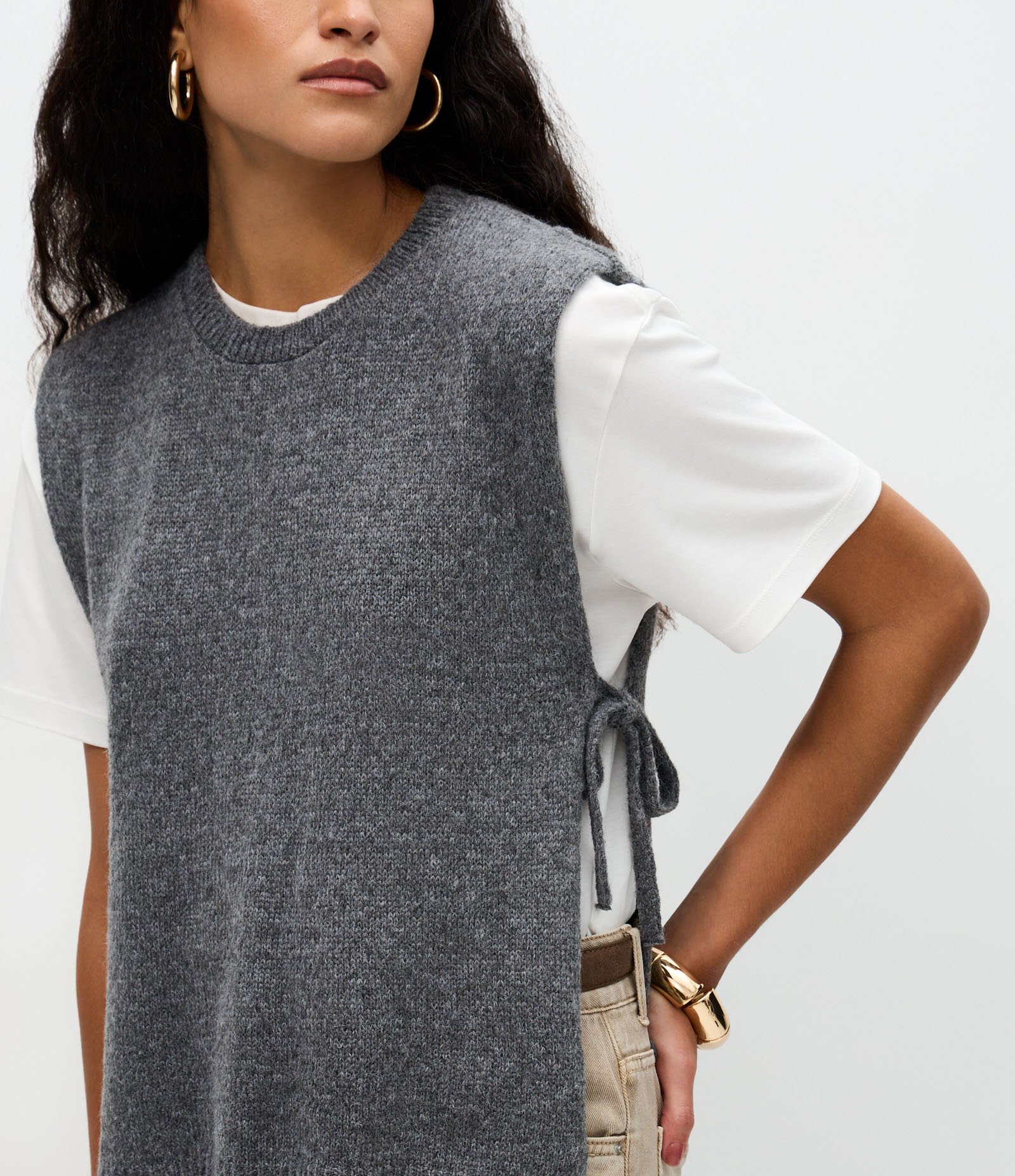 Colete em Viscose com Amarração nas Laterais Cinza 4