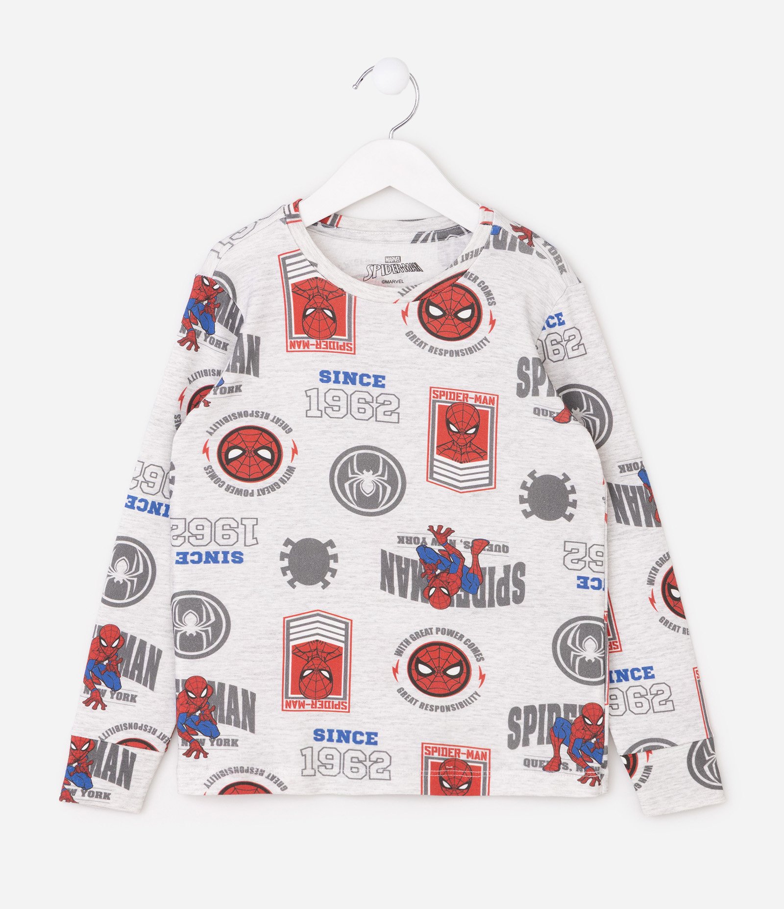 Pijama Longo Spider em Meia Malha - Tam 3 a 10 Anos Off White 2
