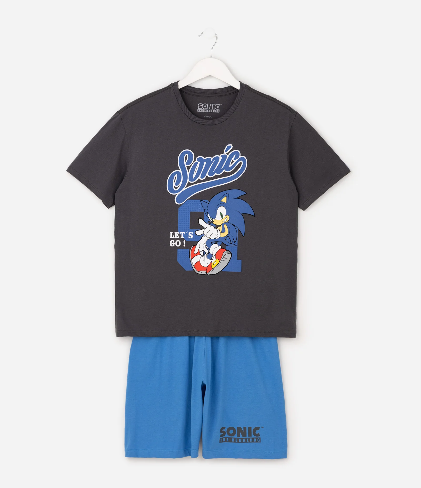 Pijama Infantil Sonic com Camiseta e Short – Tam 5 a 16 Anos Azul/Preto 1