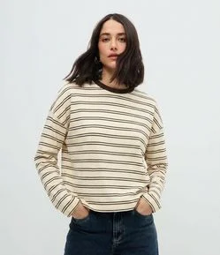 Blusa Oversized em Algodão com Estampa Listrada
