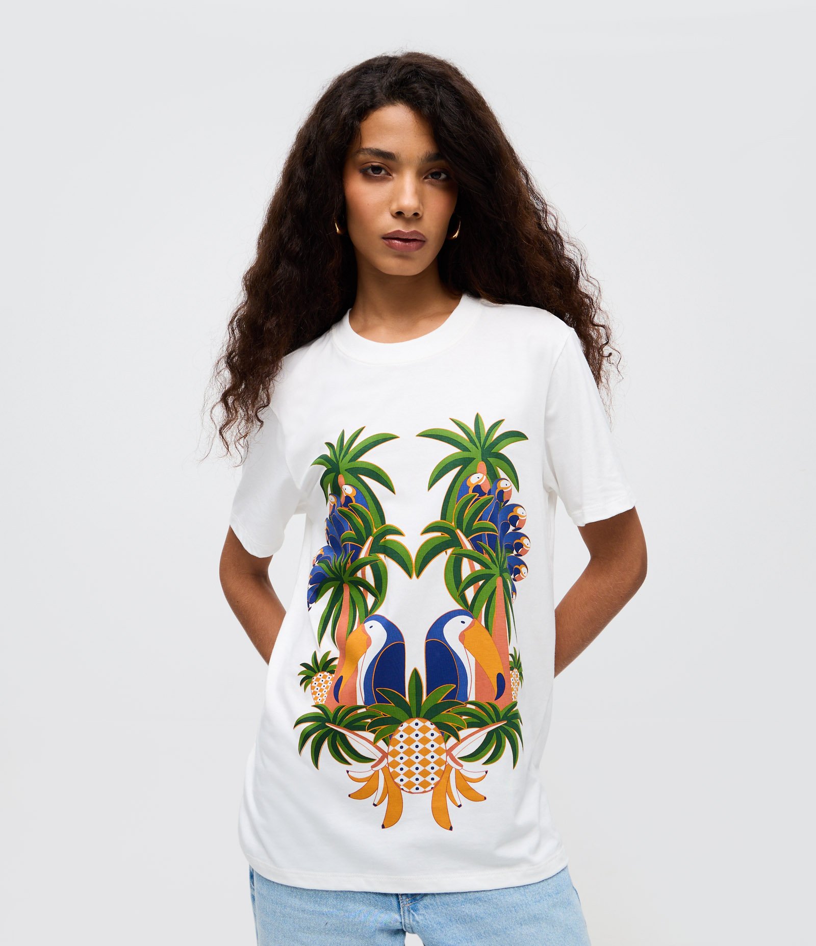 Blusa Regular em Algodão com Estampa Brazuca Off White 1