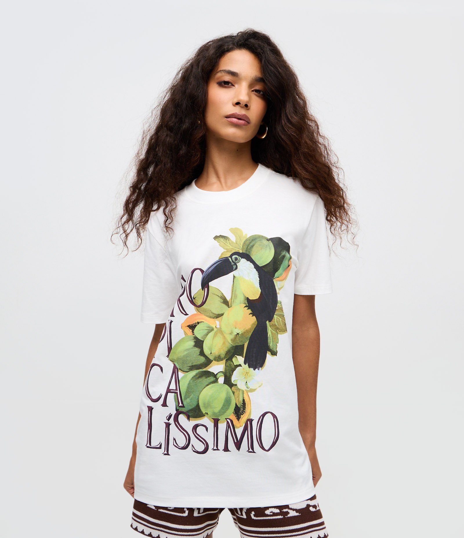 Blusa Regular com Estampa Tropicalíssima Off White 1