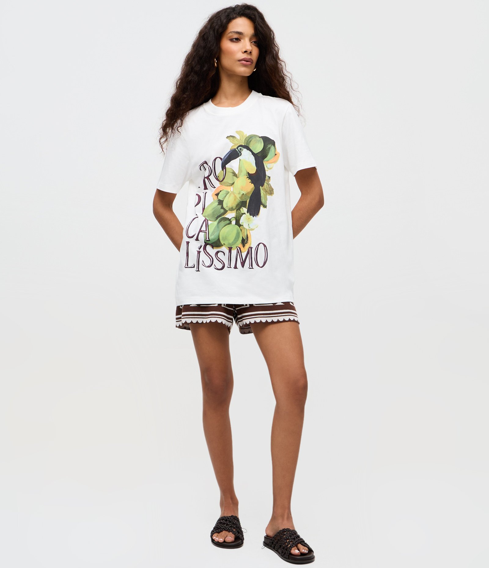 Blusa Regular com Estampa Tropicalíssima Off White 2