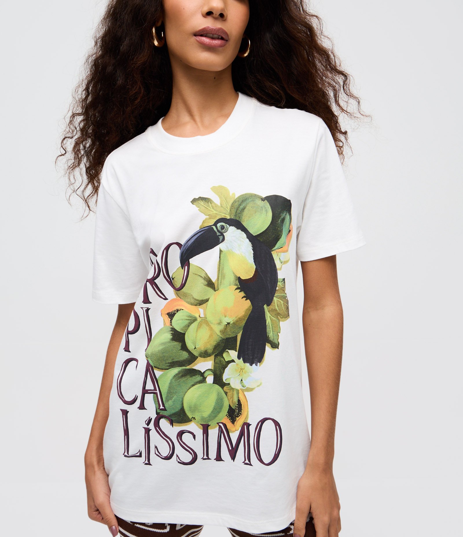 Blusa Regular com Estampa Tropicalíssima Off White 3
