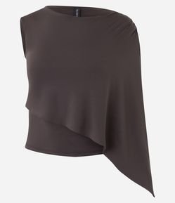 Blusa Ombro Único em Jersey com Camada Assimétrica