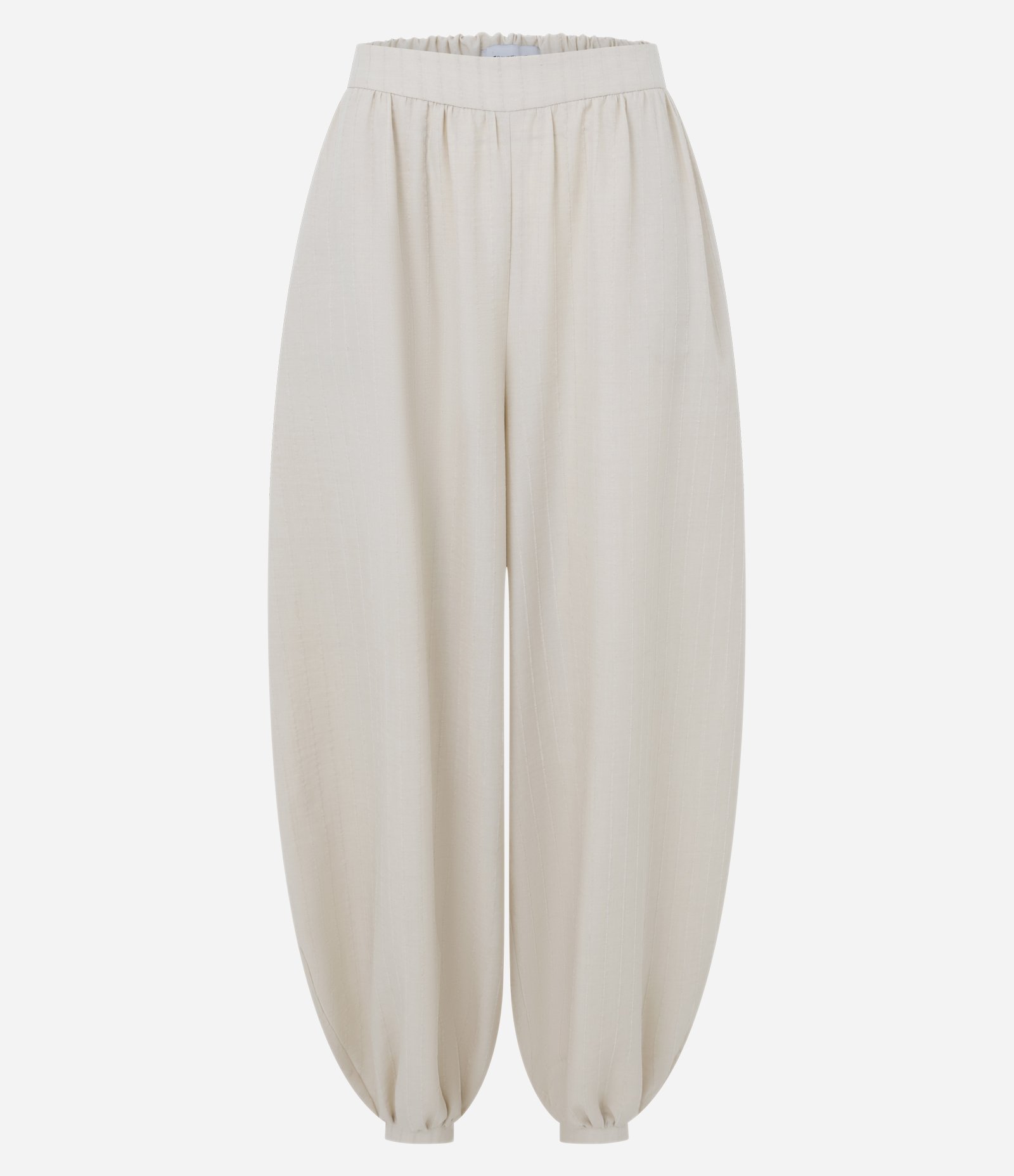 Calça Aladim em Crepe com Textura Bege 1