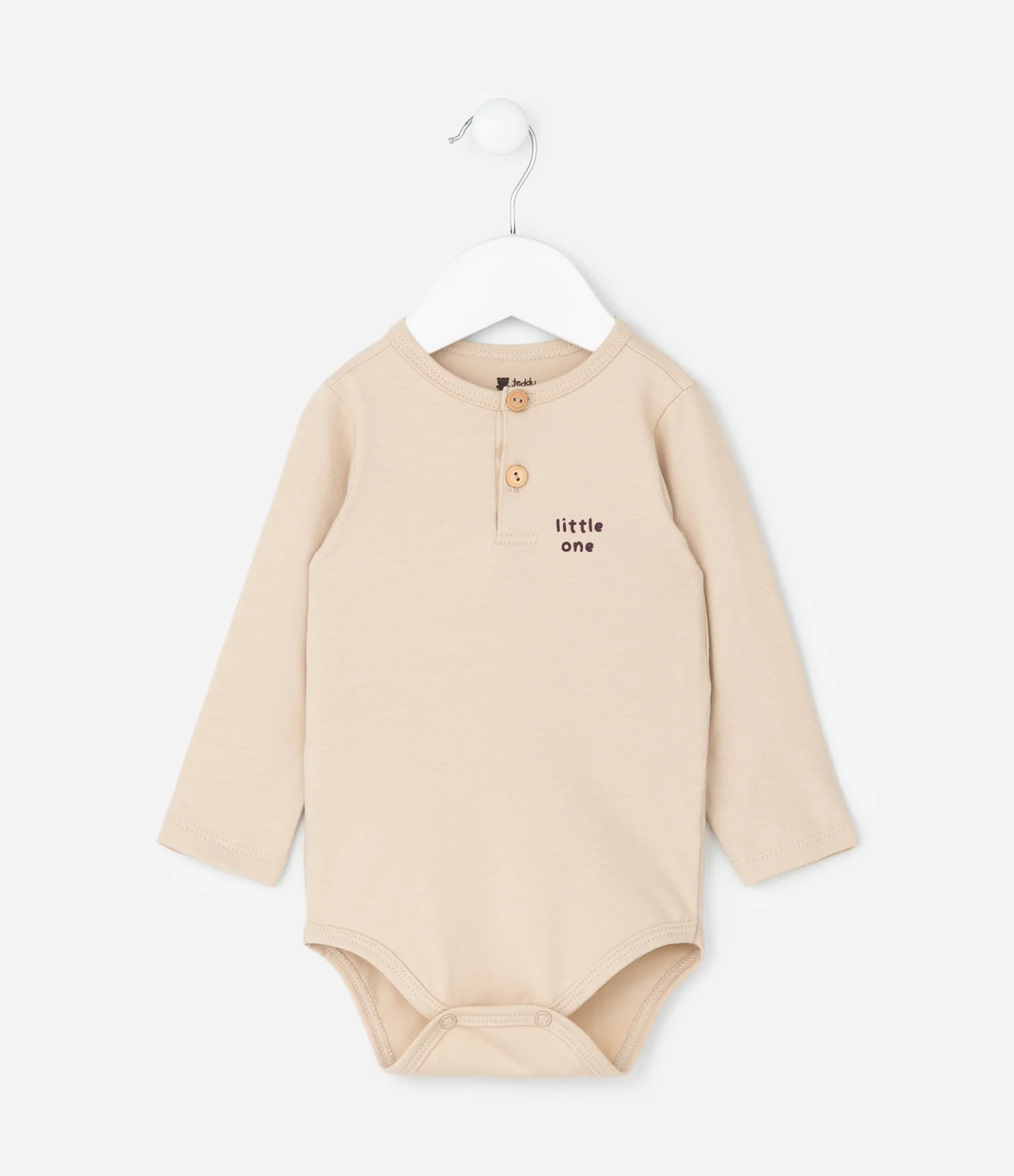 Body Infantil com Estampa de Urso e Lettering – Tam RN a 18 Meses Bege Claro 2