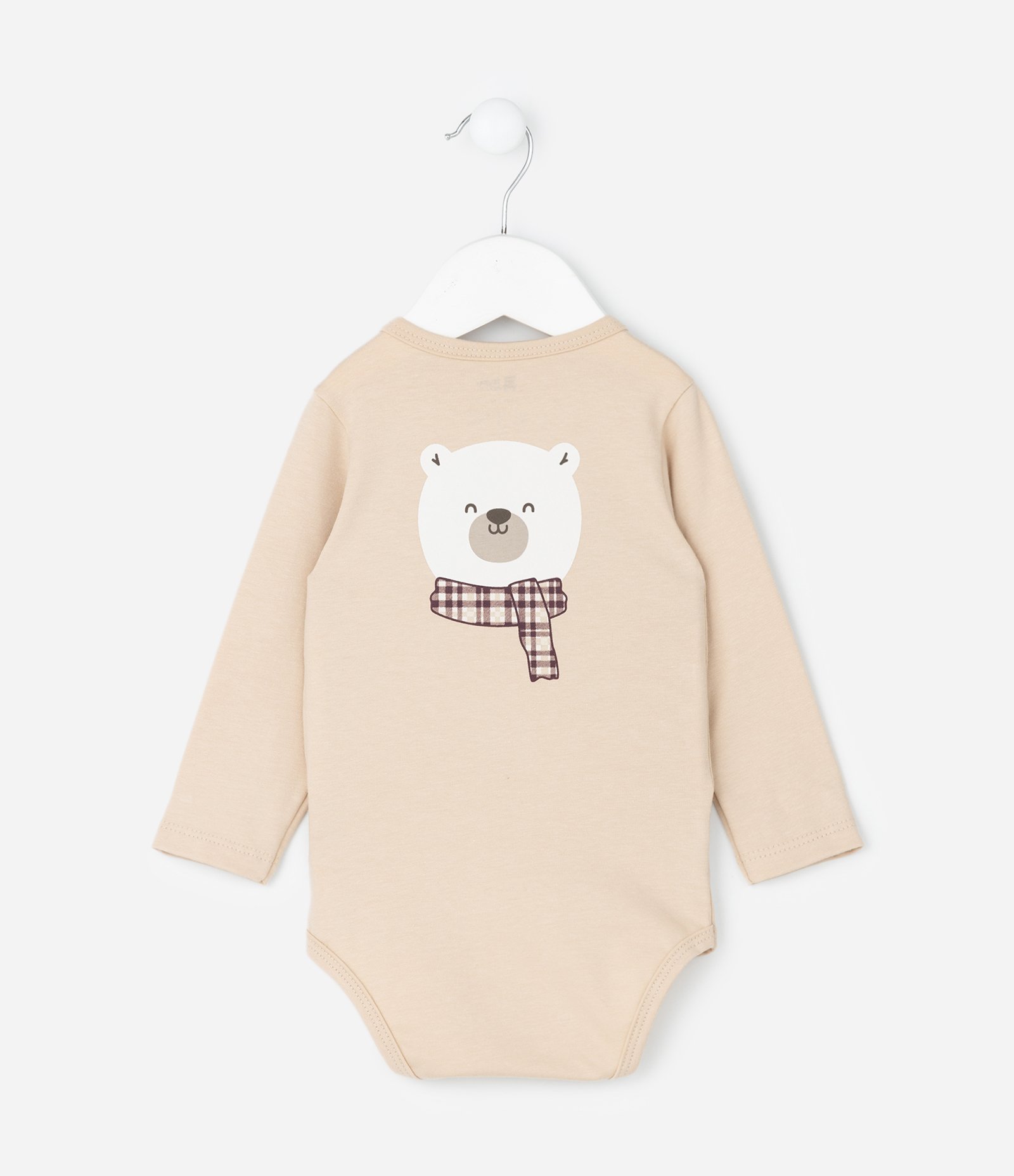 Body Infantil com Estampa de Urso e Lettering – Tam RN a 18 Meses Bege Claro 3
