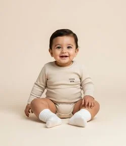 Body Infantil com Estampa de Urso e Lettering – Tam RN a 18 Meses