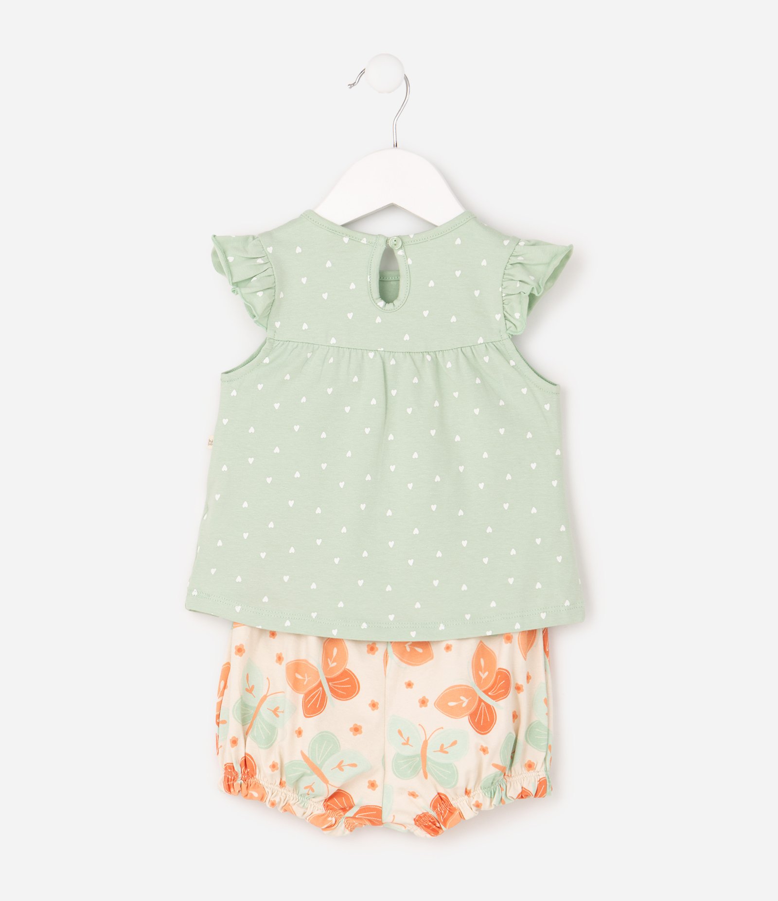 Conjunto Bebê com Estampade  Borboletas - Tam 0 a 18 Meses Verde 4
