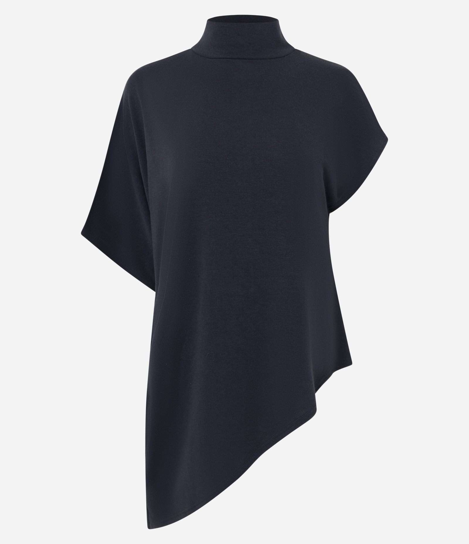 Blusa Assimétrica em Tricô com Gola Alta Preto 1