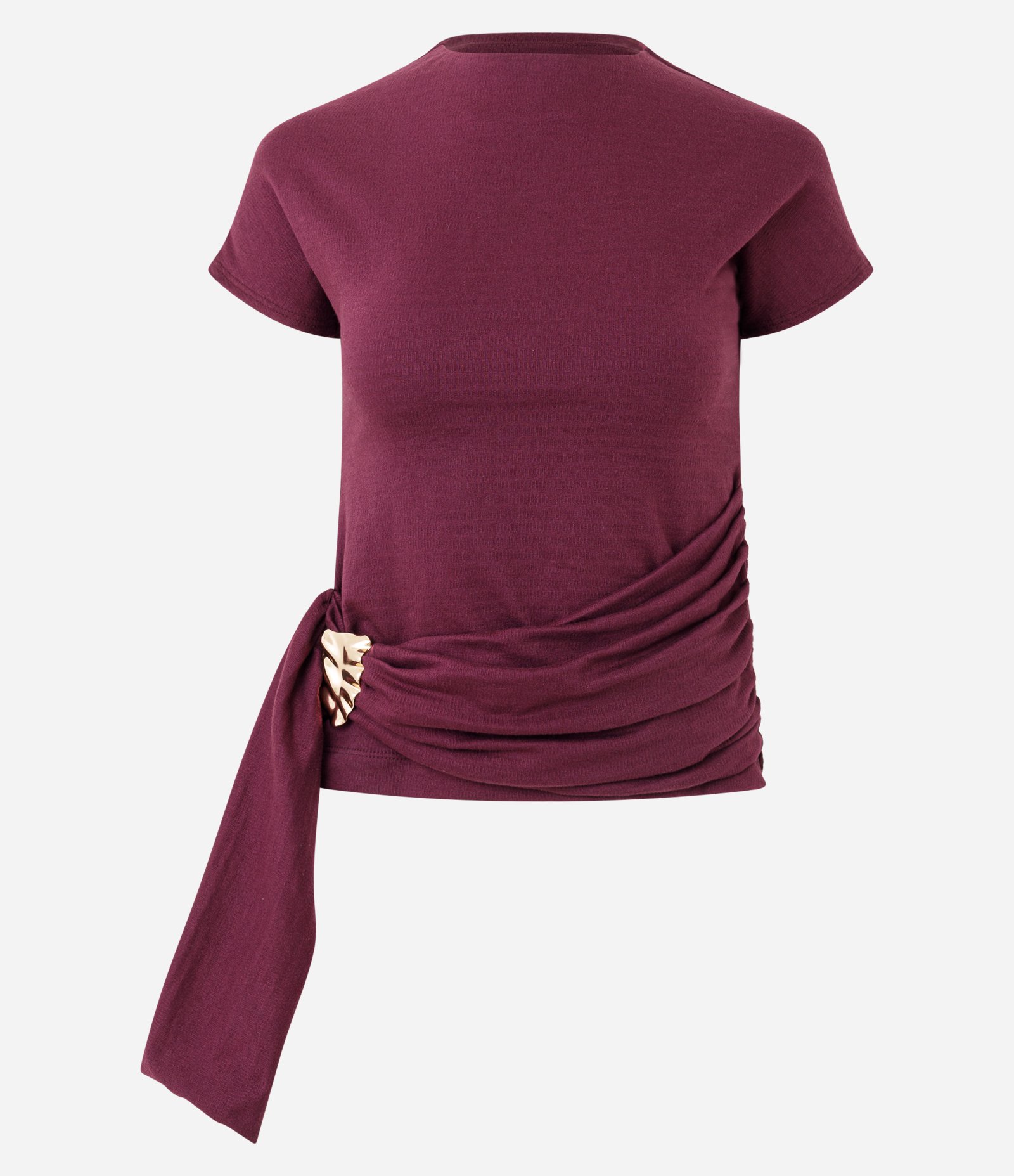Blusa com Pala Assimétrica e Aviamento Metálico Aplicado Vinho 5