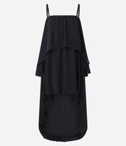 Vestido Mullet Alcinha em Crepe com Babados