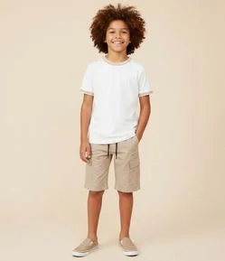 Bermuda Infantil com Bolsos Cargo e Zíper - Tam 5 a 14 Anos