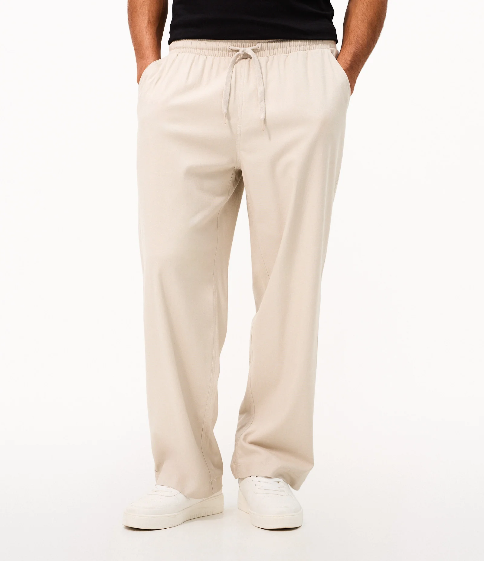 Calça Wide Leg em Viscose e Cânhamo Bege 2