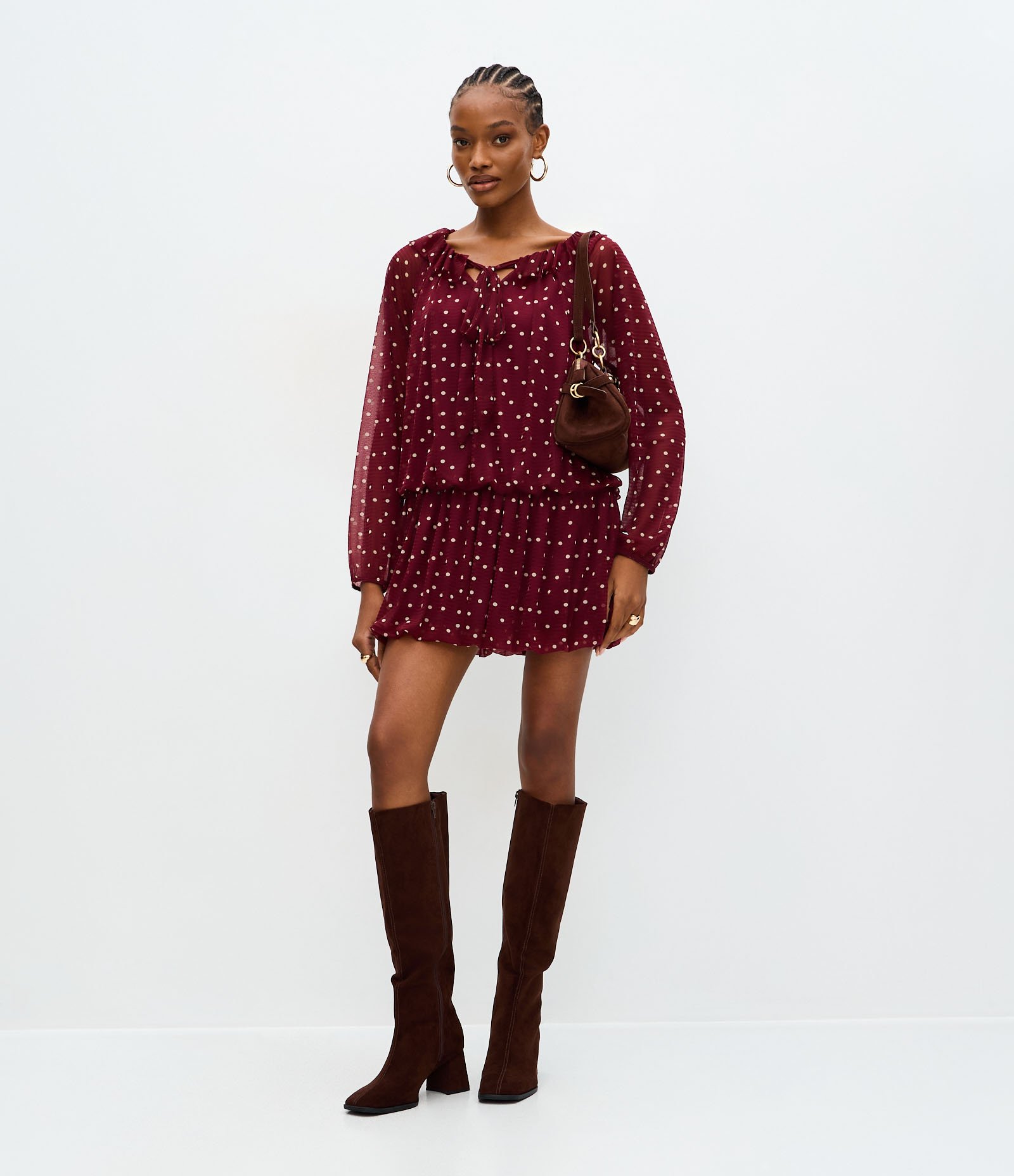 Vestido Balonê Curto com Estampa Poá Vermelho 2