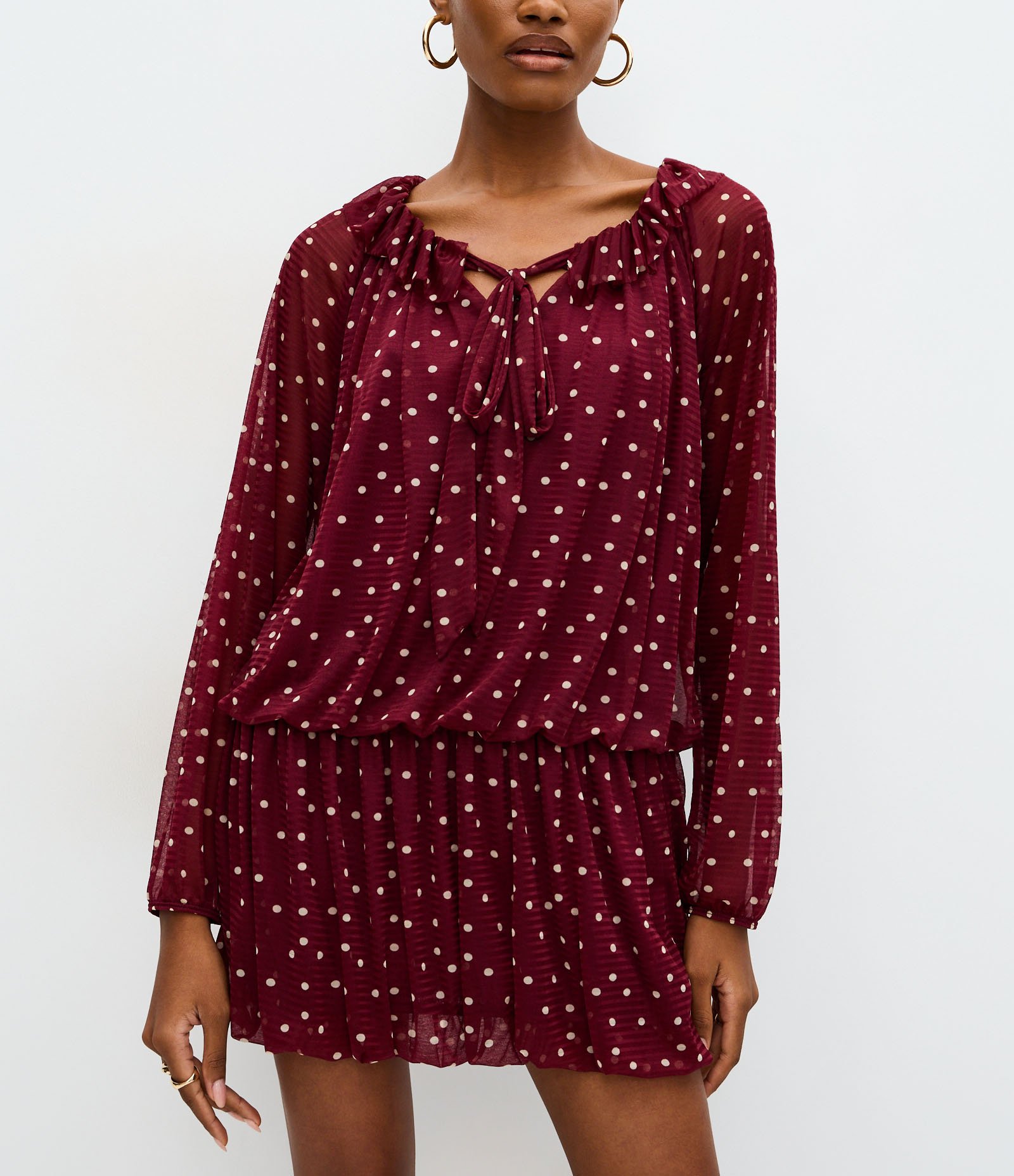 Vestido Balonê Curto com Estampa Poá Vermelho 4
