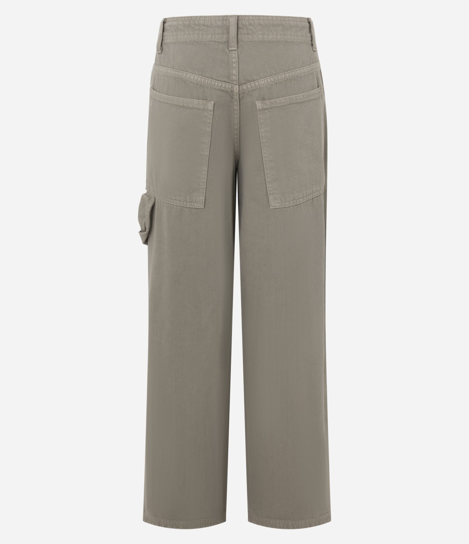 Calça Cargo Reta em Sarja com Cintura Baixa Verde Acinzentado 5