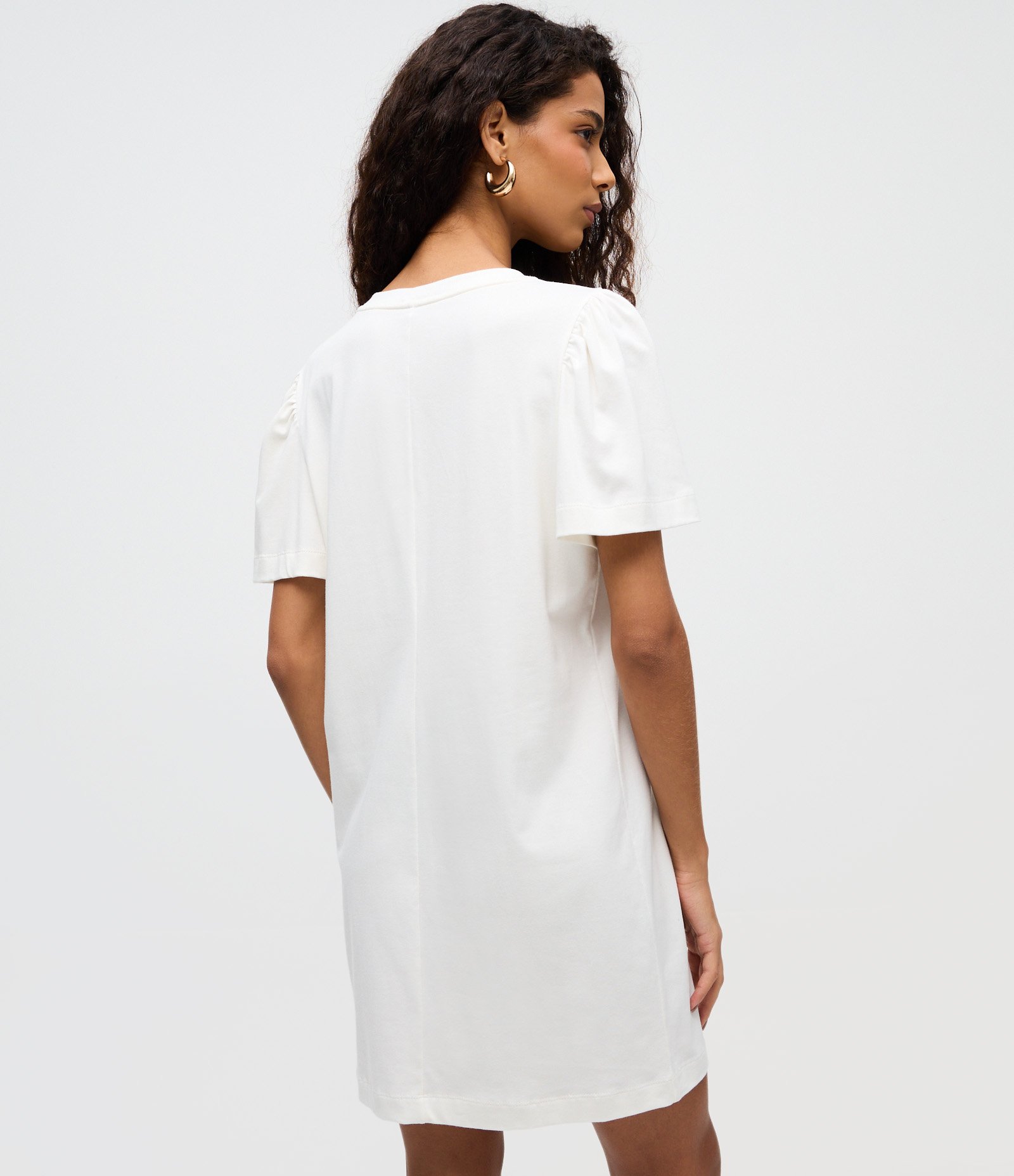 Vestido Curto com Manga Bufante e Estampa Tropical Branco 4