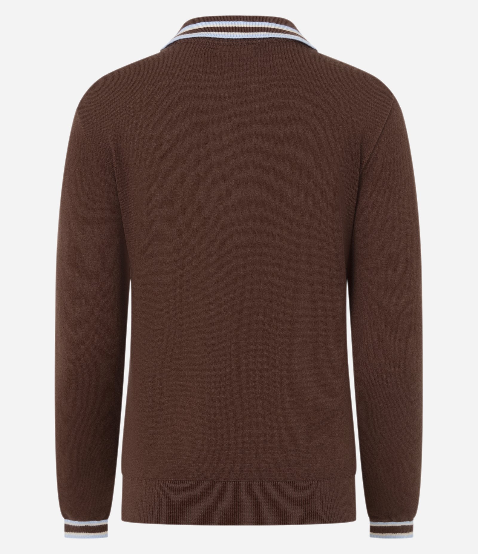 Blusa em Tricô com Gola Polo e Viés Contrastantes Marrom 3