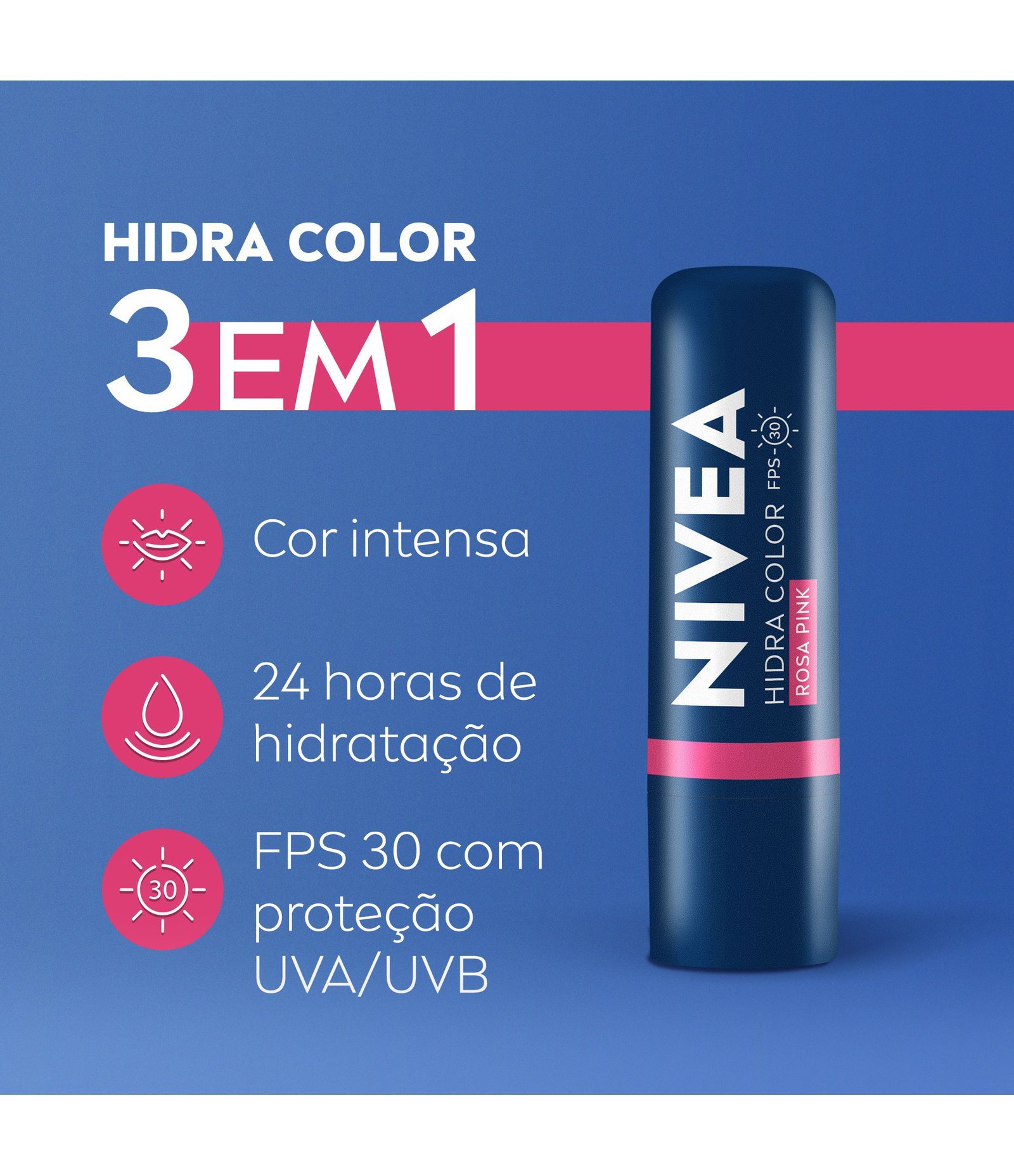 Hidratante Labial Hidra Color Rosa Pink Nivea Rosa Pink 3