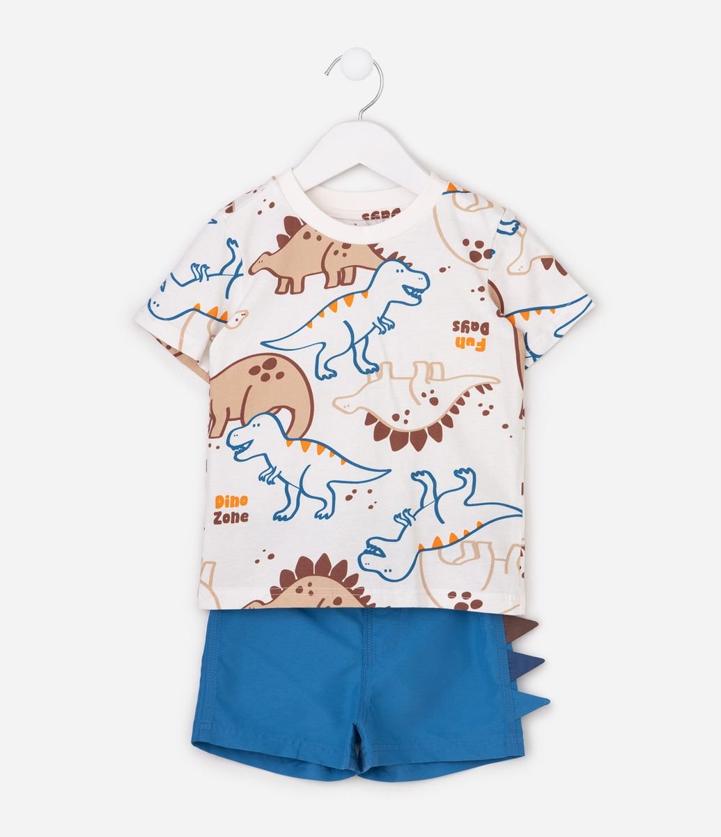 Conjunto Infantil Dinossauro Interativo Com Top Full Print - Tam 1
