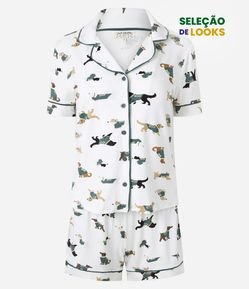 Pijama Curto Americano com Estampa Cachorros do Brasil