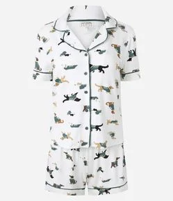 Pijama Curto Americano com Estampa Cachorros do Brasil