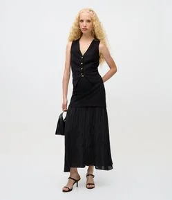 Saia Longa Alfaiatada com Sobreposição