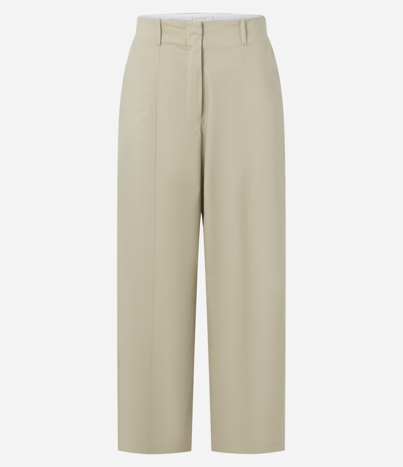 Calça Barrel em Sarja com Cós Estruturado Bege 1