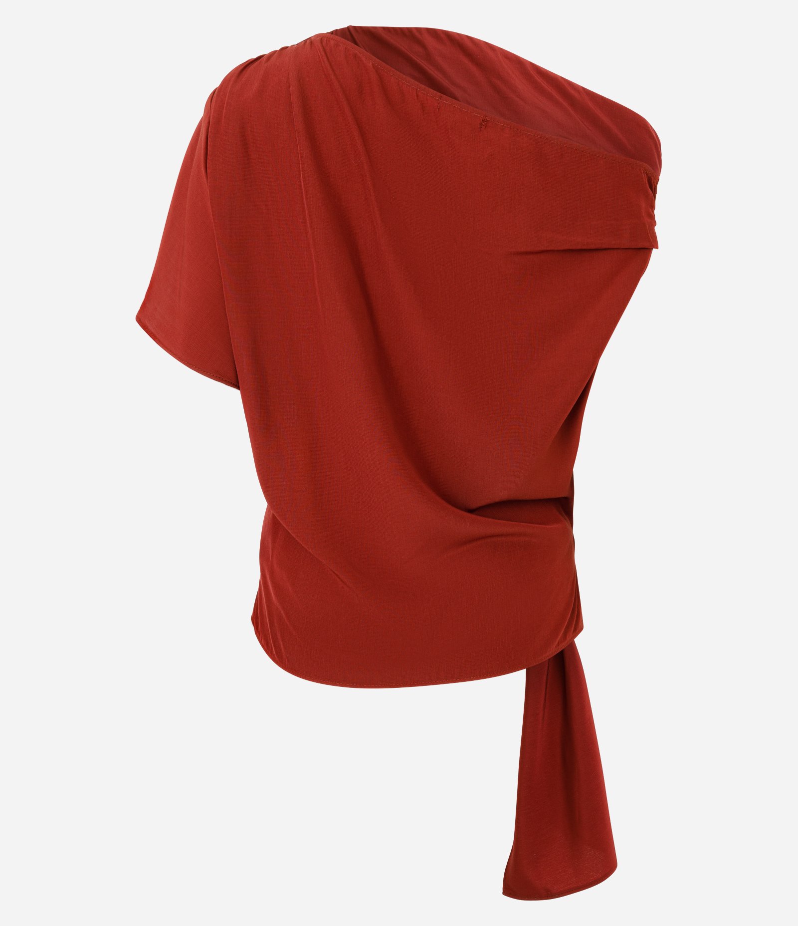 Blusa Um Ombro Só Com Faixa e Aplicação de Argola Vermelho 6