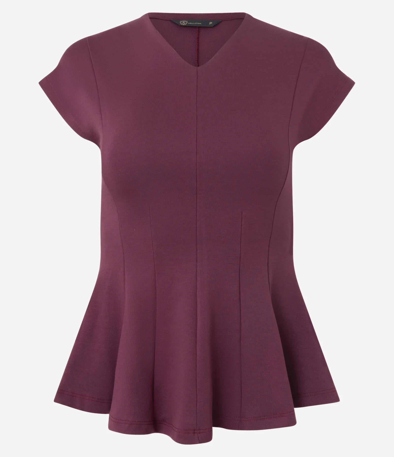 Blusa Manga Curta em Ponto Roma com Decote V Vermelho 1