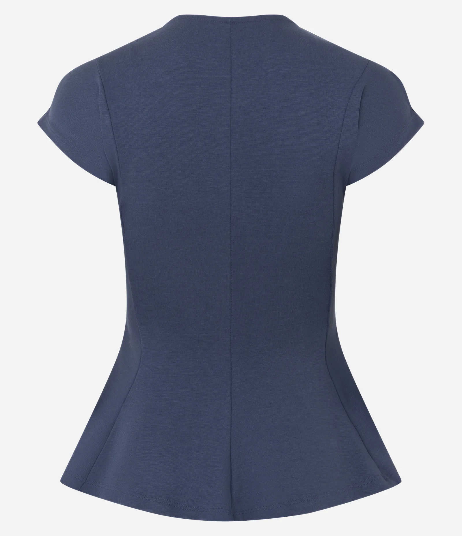Blusa Manga Curta em Ponto Roma com Decote V Azul 2