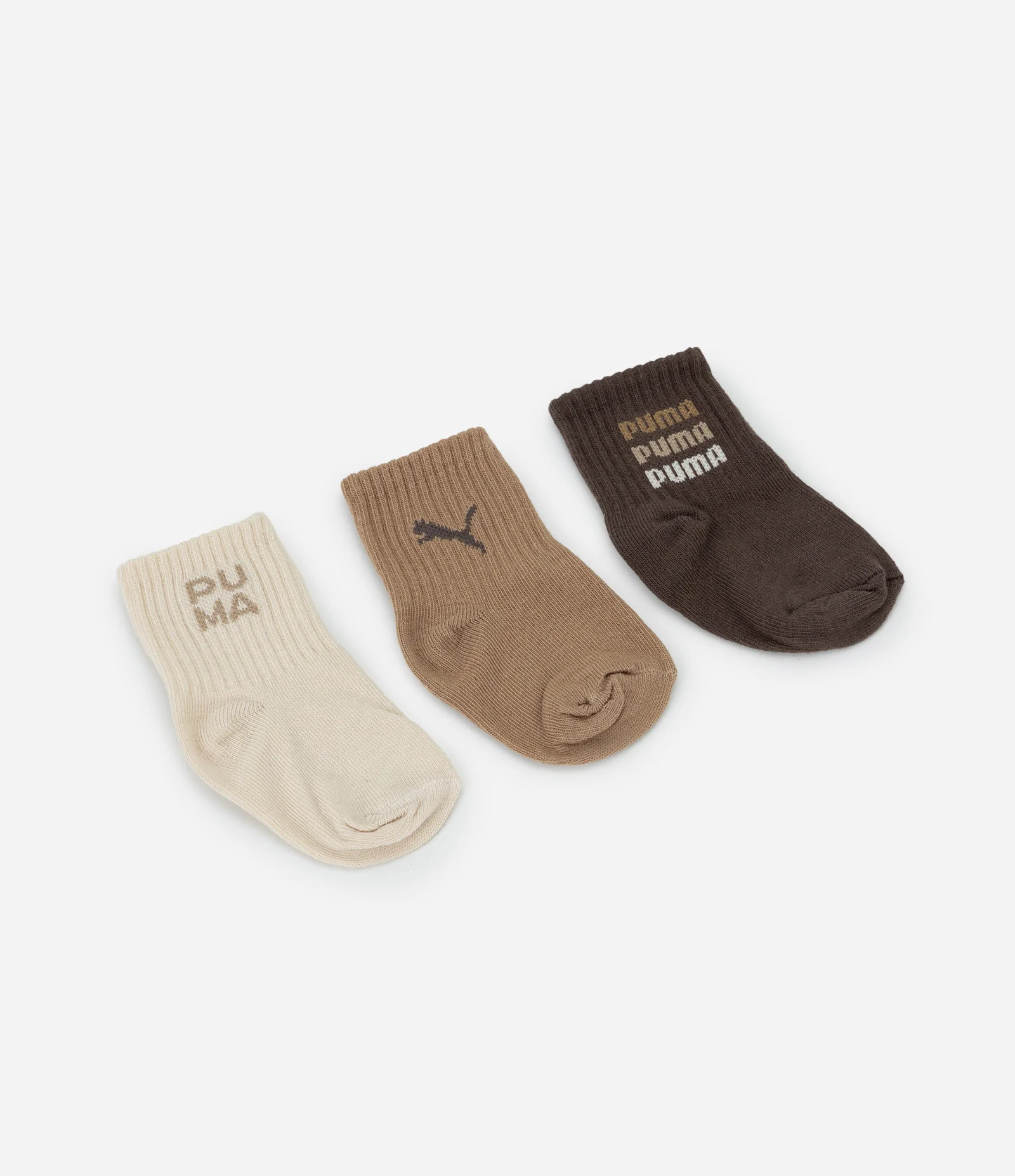 Kit 03 Pares de Meias Infantil Cano Médio Puma – Tam 0 a 12 Meses Bege/Marrom 1