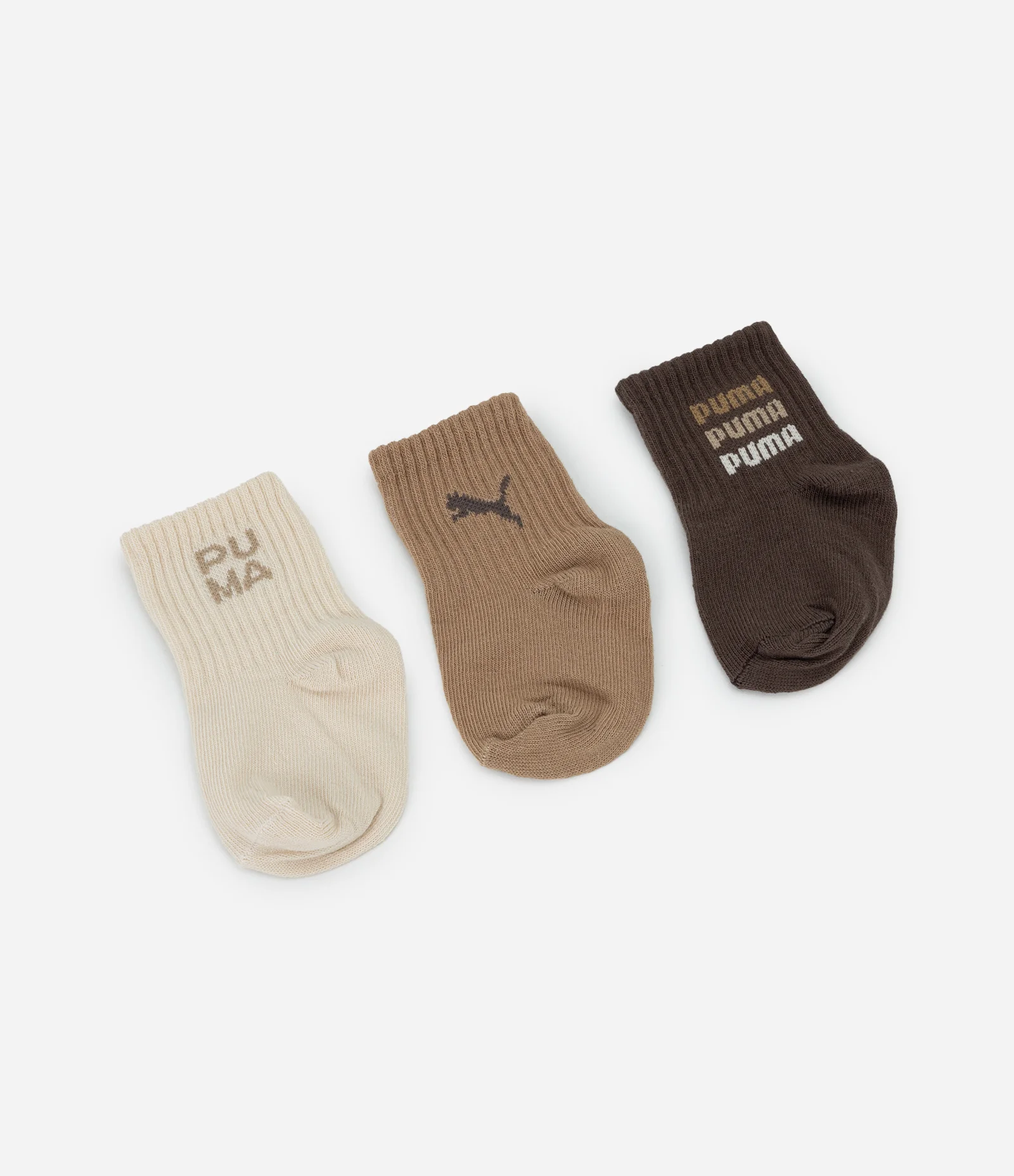 Kit 03 Pares de Meias Infantil Cano Médio Puma – Tam 0 a 12 Meses Bege/Marrom 2