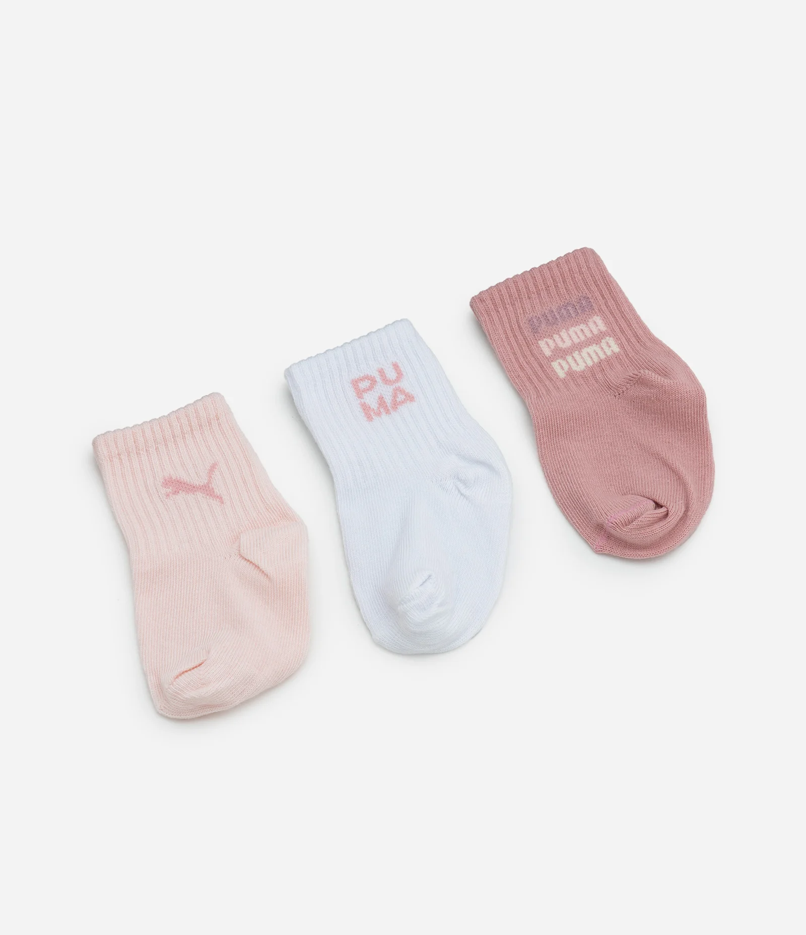 Kit 03 Pares de Meias Infantil Cano Médio Puma – Tam 0 a 12 Meses Rosa/Branco/Rosé 2