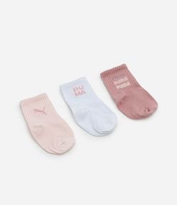 Kit 03 Pares de Meias Infantil Cano Médio Puma – Tam 0 a 12 Meses