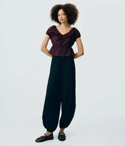 Calça Aladim em Viscose com Cós Elástico