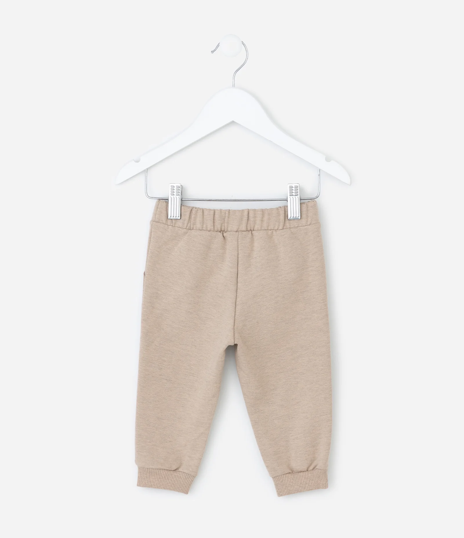 Calça Infantil em Moletom com Bolsos – Tam RN a 18 Meses Bege 3