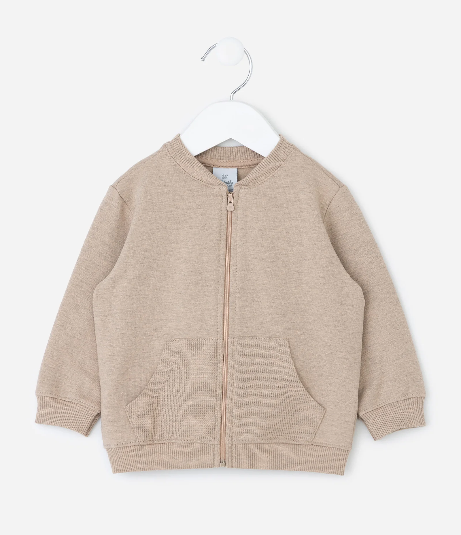 Jaqueta Infantil em Moletom Waffle com Zíper – Tam 0 a 18 Meses Bege 2