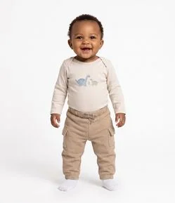 Calça Infantil em Moletom com Felpa e Bolso Lateral – Tam 0 a 18 Meses