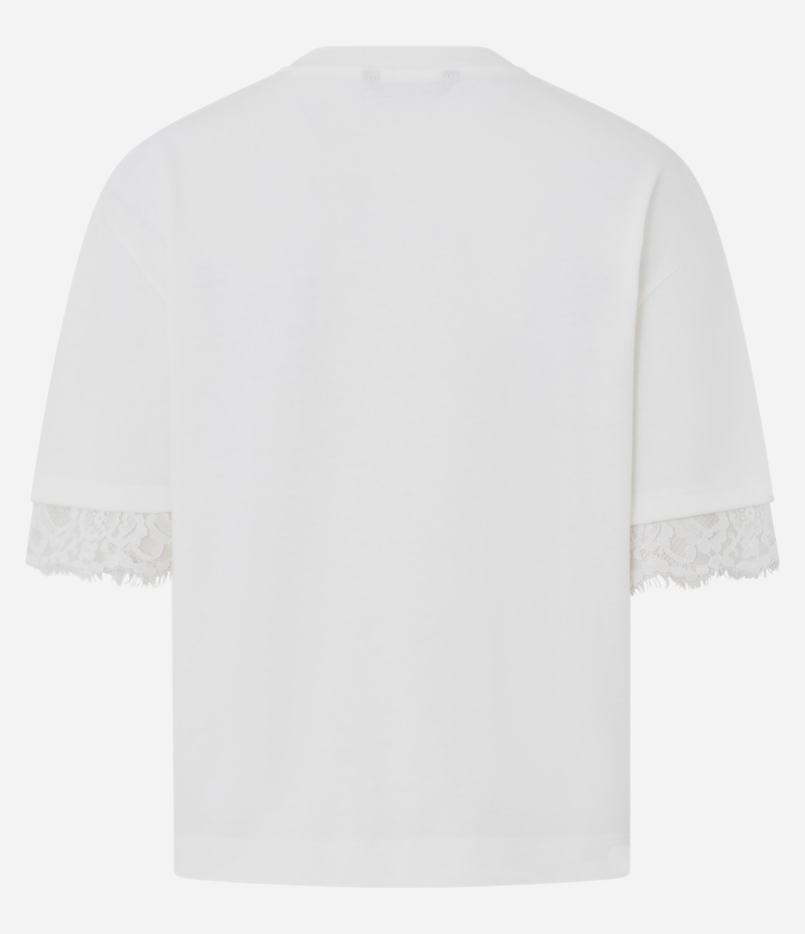 Camiseta em Algodão com Renda Aplicada nas Mangas Branco 3