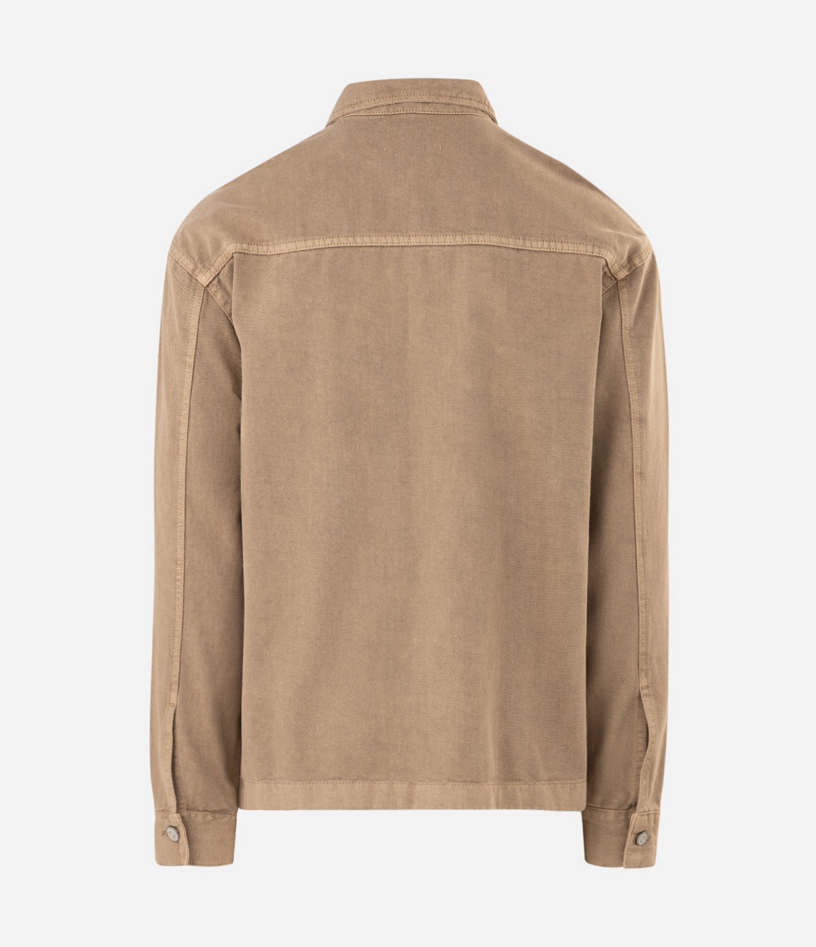 Camisa Boxy Sarja Cationizada Manga Longa Bege 5