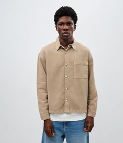 Camisa Boxy Sarja Cationizada Manga Longa