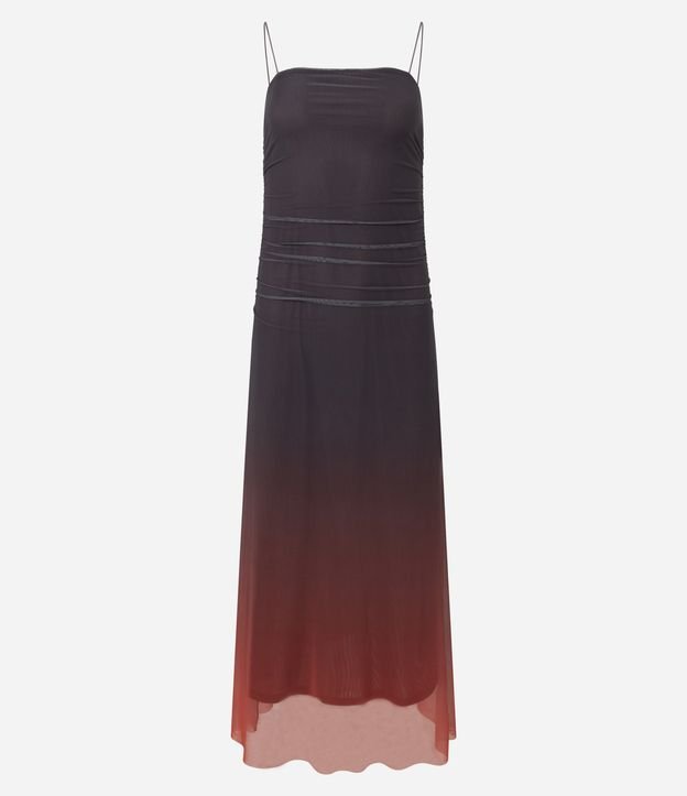 Vestido Longo Degradê com Sobreposição em Tule