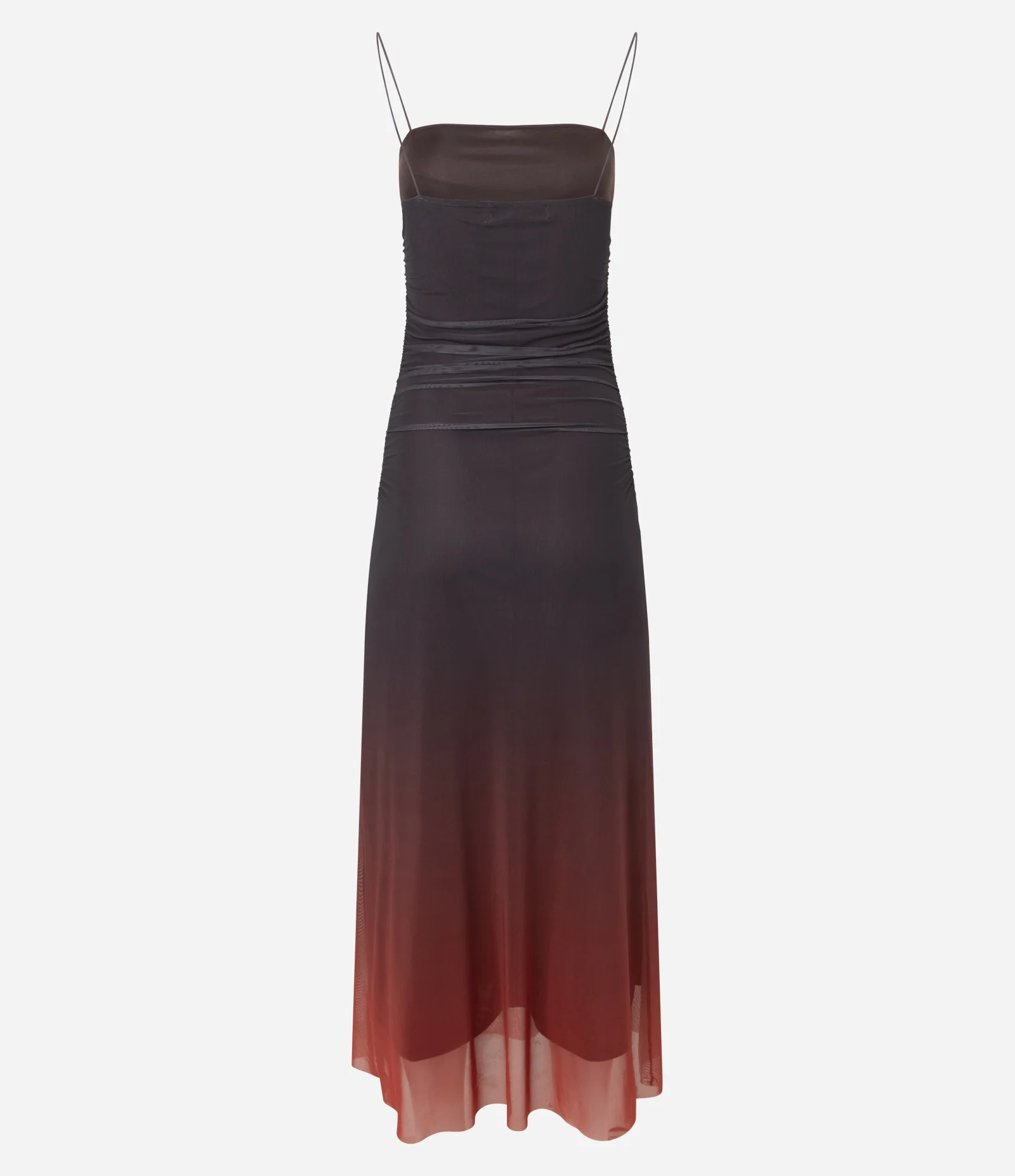 Vestido Longo Degradê com Sobreposição em Tule Vermelho 2