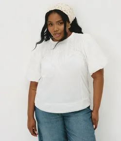 Blusa Regular em Algodão com Entremeios Curve & Plus Size