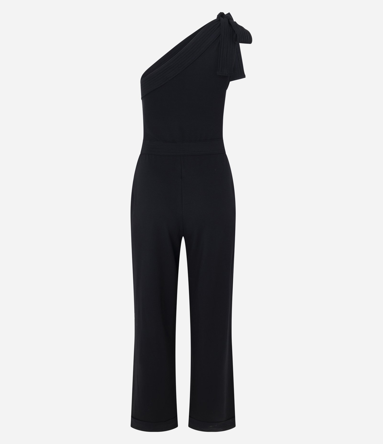 Macacão em Piquet com Um Ombro Só Preto 7