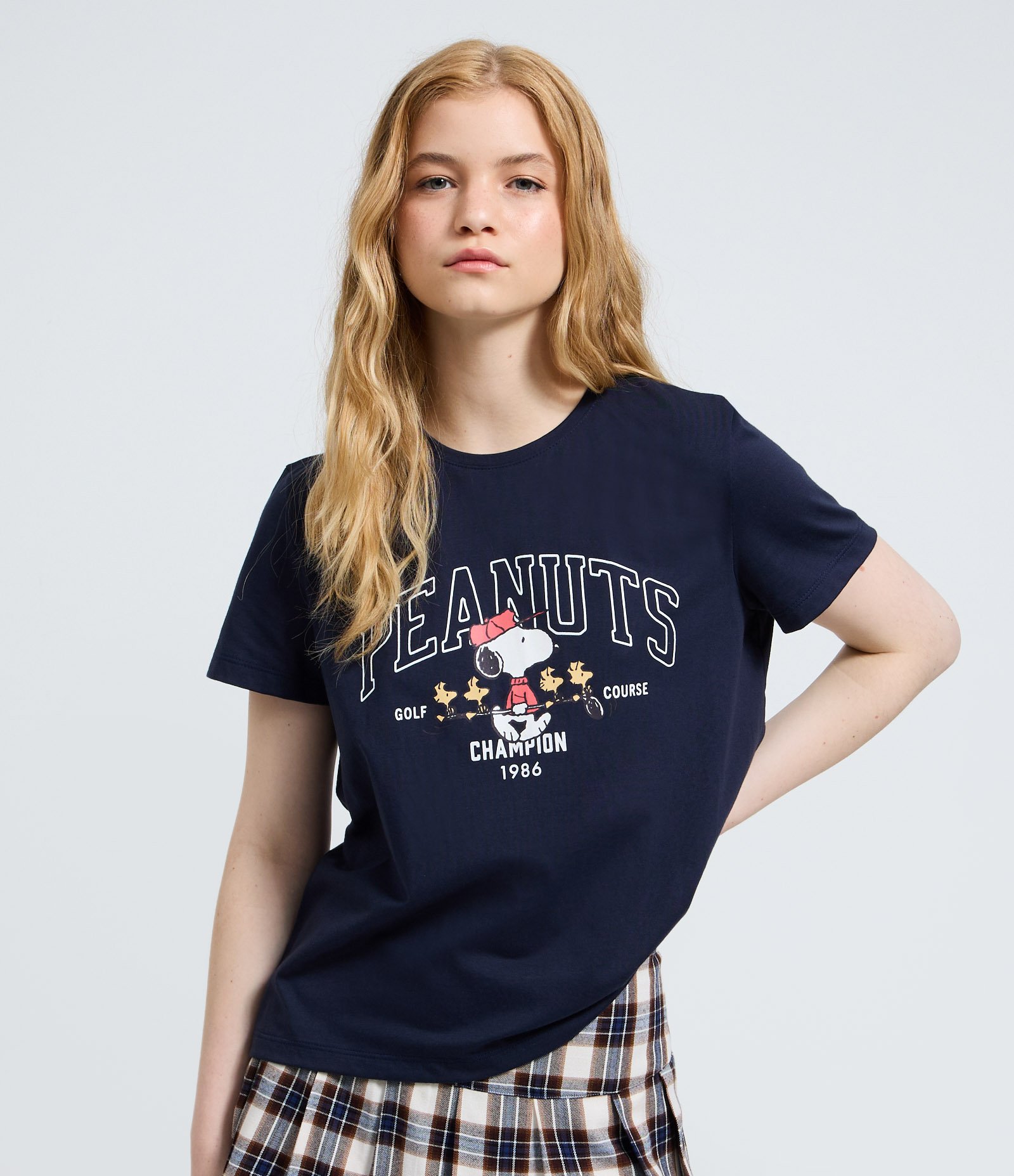 Camiseta Regular em Algodão com Estampa Peanuts Azul 3